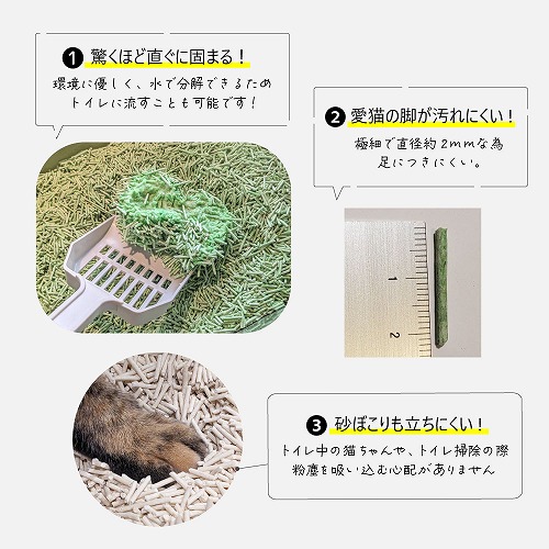 シグネチャー7 キャットリター（PEAS）えんどう豆の猫砂 グリーンティー (緑茶) 2.5kg（81733）